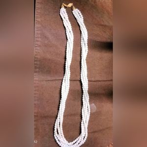 Faux White Beads 5 Strands Twisted